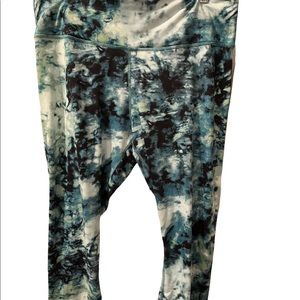 Zelos Belk Women's Black & Green Tie Dye Capri Leggings Size XL